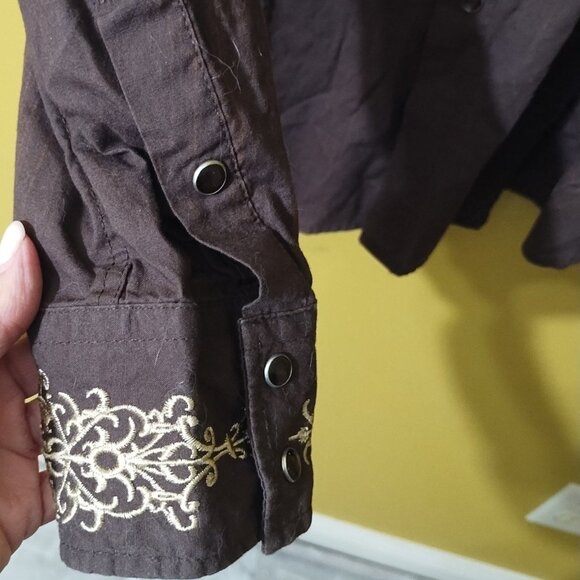 Lamasini Button Up Cotton Embroidered Rhinestone Embellished Western Shirt L Y2K - Picture 3 of 7